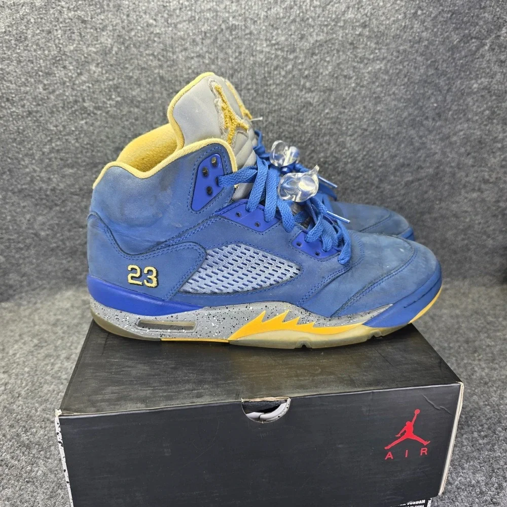Nike Air Jordan 5 Laney JSPp Men's Size 9 Blue Yellow Grey Cement Og Box